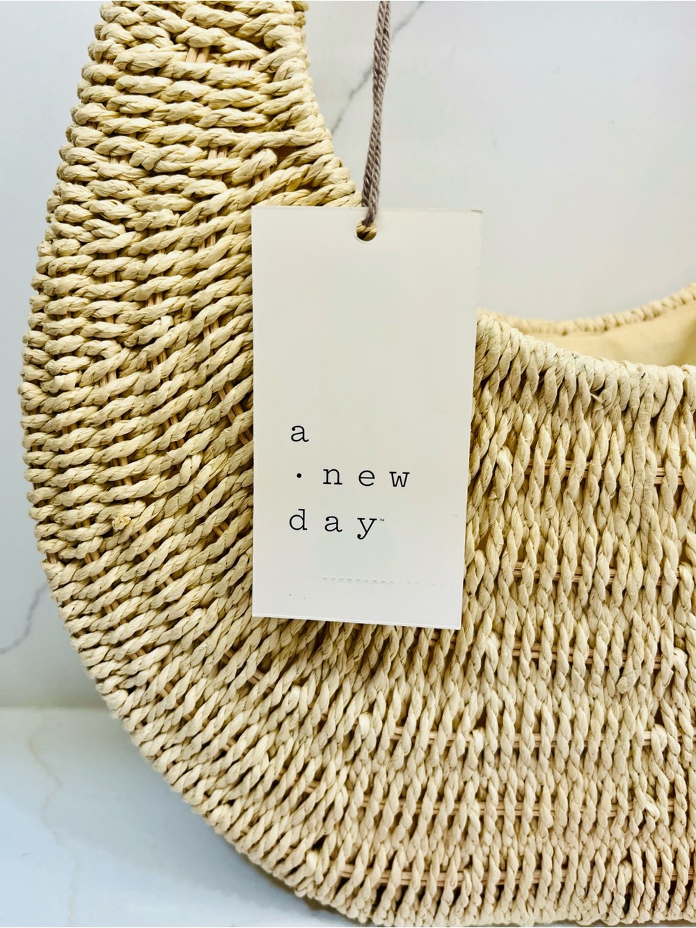 NWT- A New Day Paper Straw Crescent Shoulder Bag - Picture 2 of 8